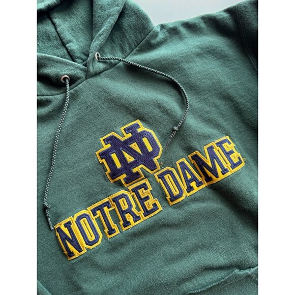 Champion NOTRE DAME Dark Green Cotton Blend Fleece Hoodie Sweatshirt, Size M - Picture 5 of 11